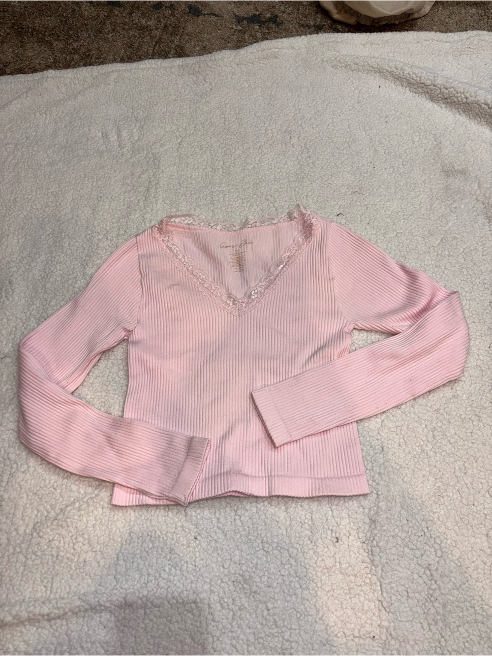 Light Pink Ribbed Long Sleeve Top XS/S